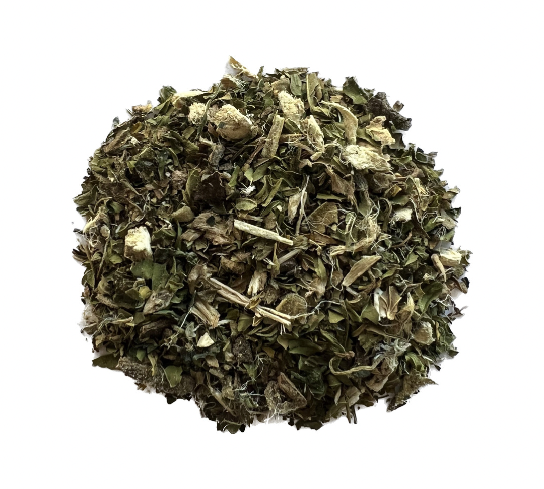 Caffeine-free herbal tea with peppermint and mullein,