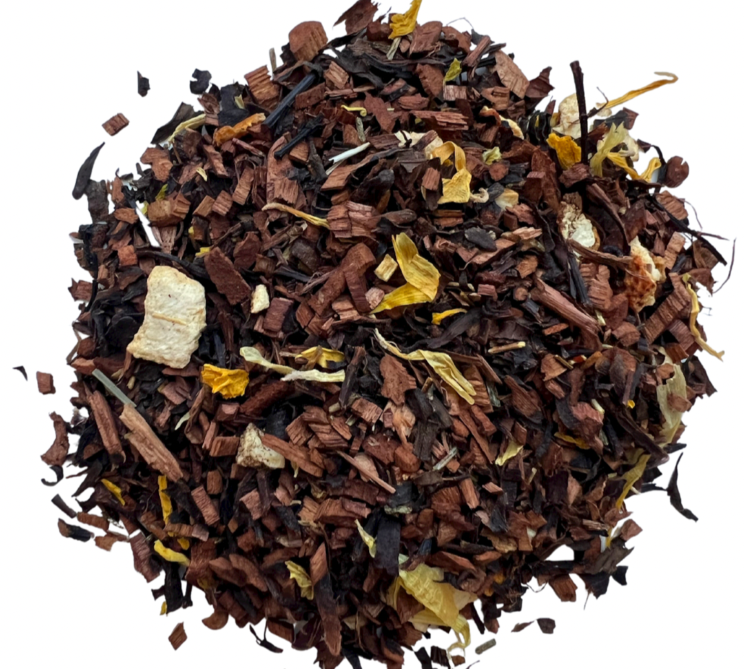 Caffeine-free honeybush tea with peach and citrus notes”
