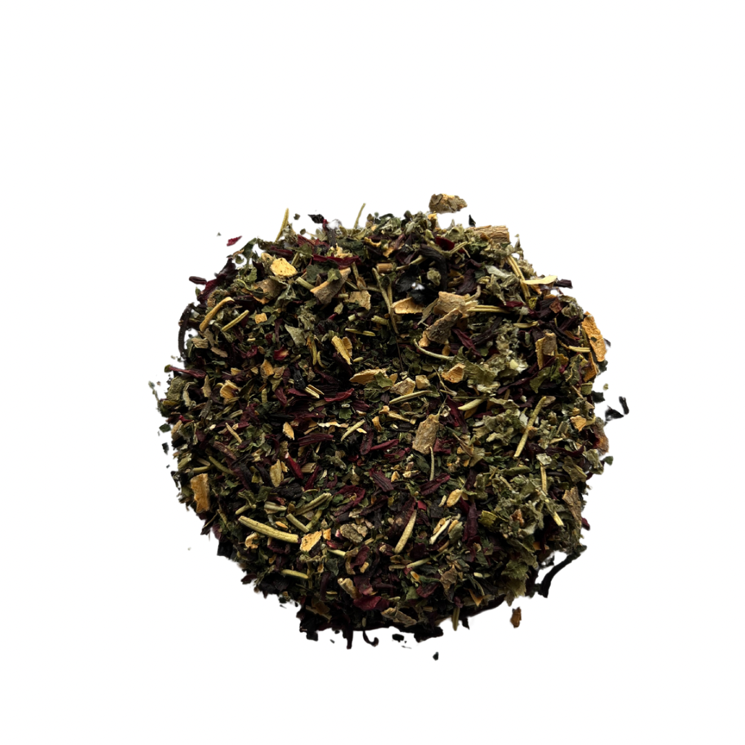 Natural menstrual support tea blend.